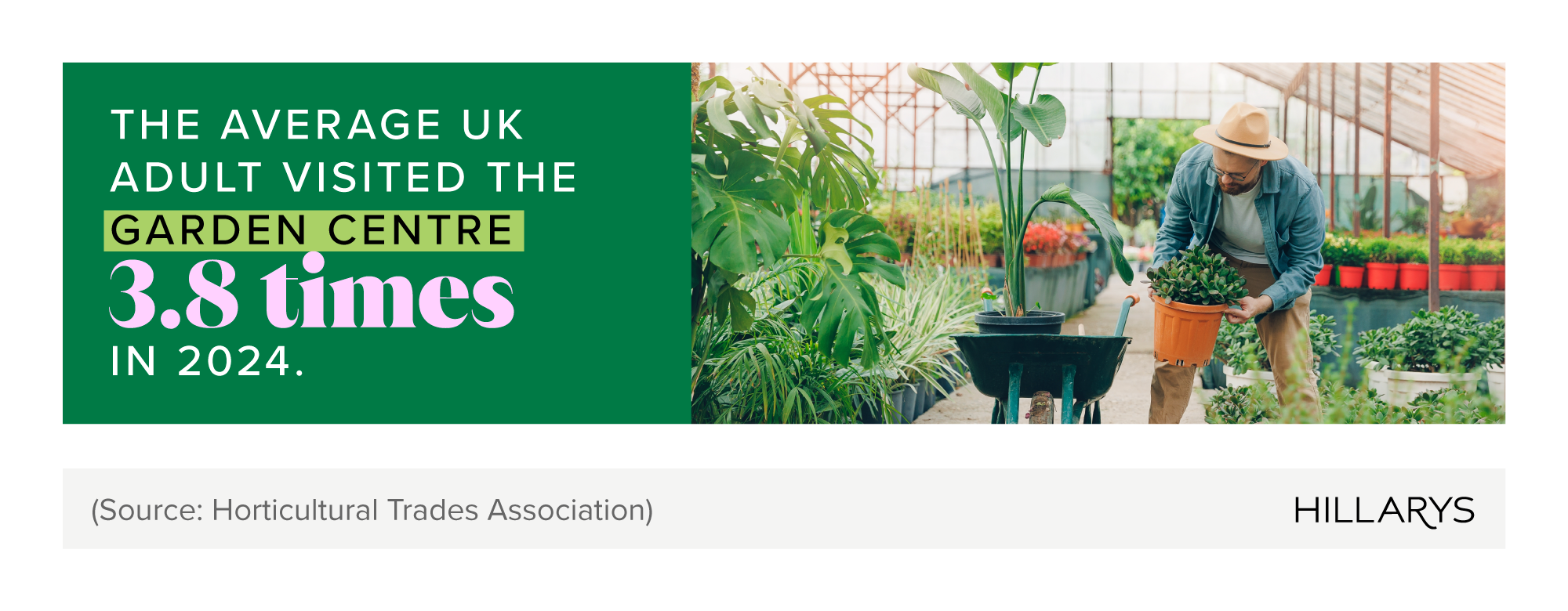Mini infographic showing the average number of garden centre visits for a UK adult in 2024.